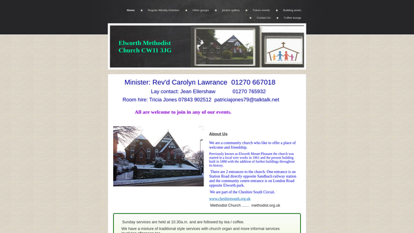 Screenshot of the Elworth Methodist Church website