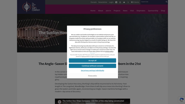 Screenshot of the The Sutton Hoo Ship's Company website