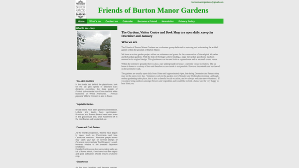 Screenshot of the Friends Of Burton Manor Gardens website