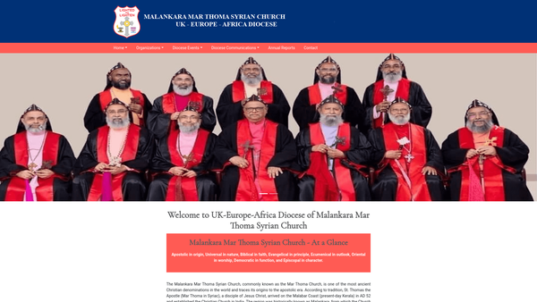 Screenshot of the Malankara Mar Thoma Syrian Church Diocese Of UK, Europe And Africa website