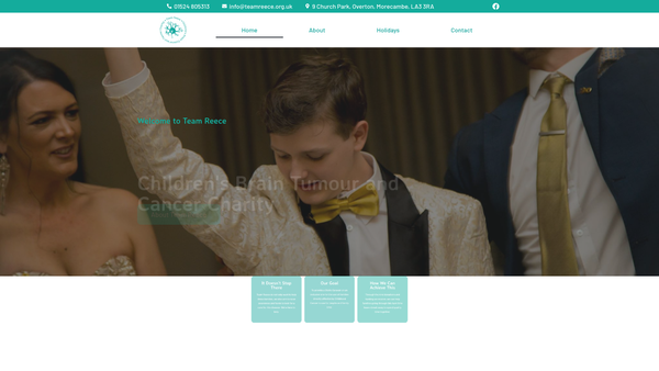 Screenshot of the Team Reece Children's Brain Tumour And Cancer Charity website