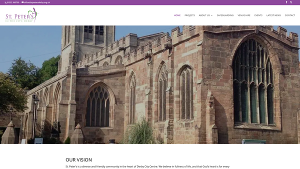 Screenshot of the The Parochial Church Council Of The Ecclesiastical Parish Of St Peter's With Christ Church And Holy Trinity, Derby website