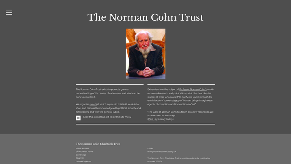Screenshot of the The Norman Cohn Charitable Trust website