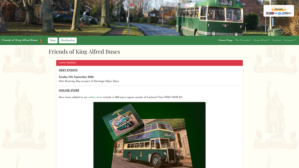 Screenshot of the Friends Of King Alfred Buses website