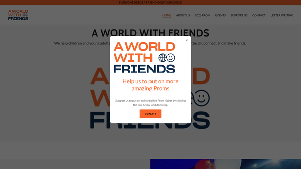 Screenshot of the A World With Friends website