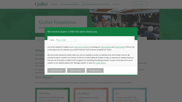 Screenshot of the The Quilter Foundation website