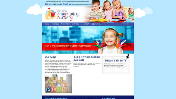 Screenshot of the Selsey Community Nursery website