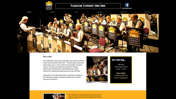 Screenshot of the Folkestone Community Swing Band website