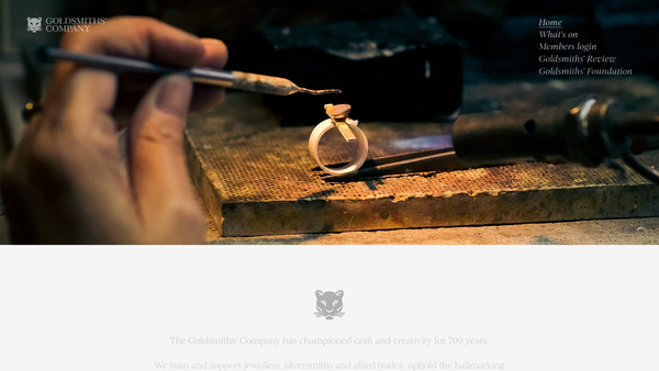 Screenshot of the The Goldsmiths' Foundation website