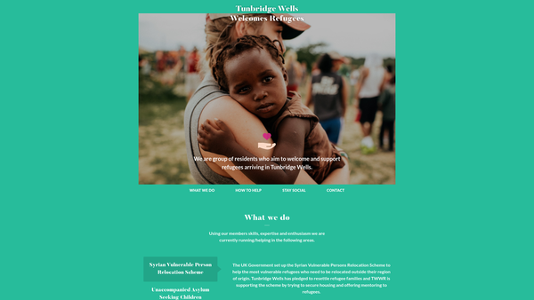 Screenshot of the Tunbridge Wells Welcomes Refugees website