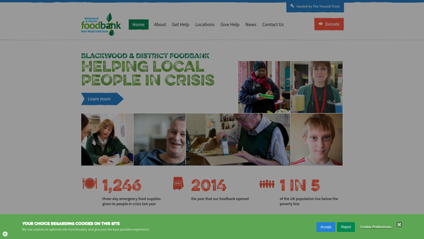 Screenshot of the Blackwood And District Foodbank website