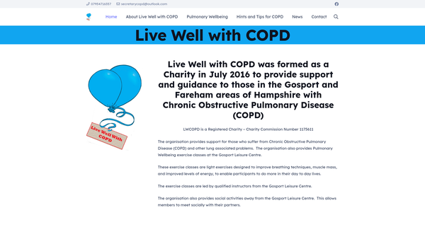 Screenshot of the Live Well With Copd website