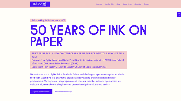 Screenshot of the Spike Print Studio Ltd website