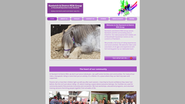 Screenshot of the Nantwich & District Riding For The Disabled Association Incorporating Carriage Driving website