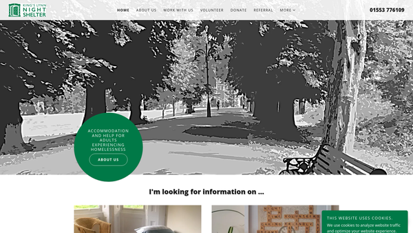 Screenshot of the King's Lynn Night Shelter website
