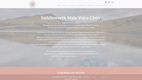 Screenshot of the Saddleworth Male Voice Choir website