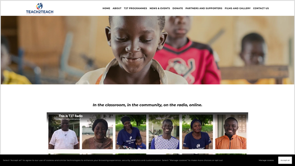 Screenshot of the Teach2teach International website