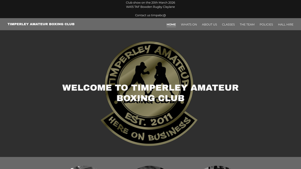 Screenshot of the Timperley Amateur Boxing Club website