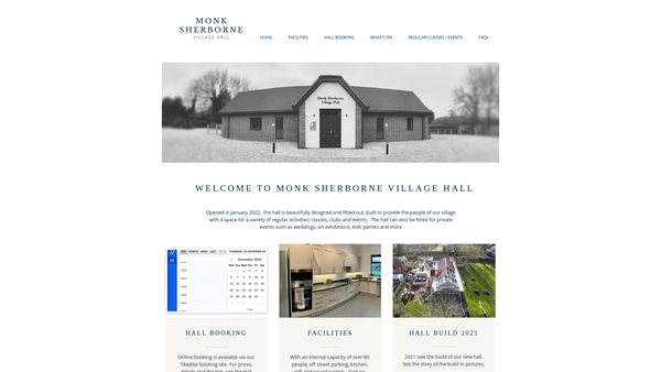 Screenshot of the Monk Sherborne Village Hall website