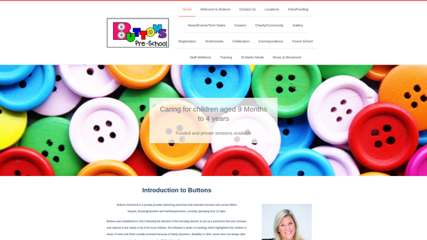 Screenshot of the Buttons Early Years Foundation website