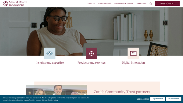Screenshot of the Mental Health Innovations website
