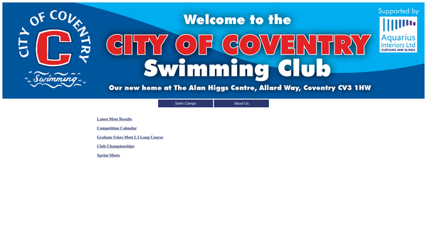 Screenshot of the City Of Coventry Swimming Club website
