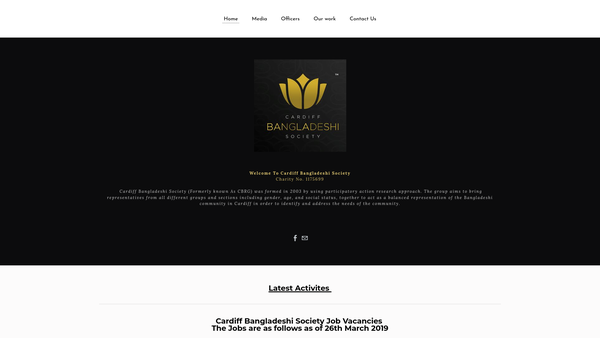 Screenshot of the Cardiff Bangladeshi Society website