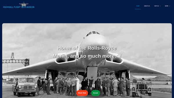 Screenshot of the Hucknall Flight Test Museum website