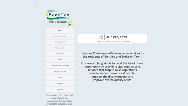Screenshot of the Bentilee Volunteers CIO website
