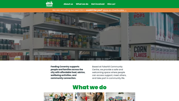 Screenshot of the Feeding Coventry website