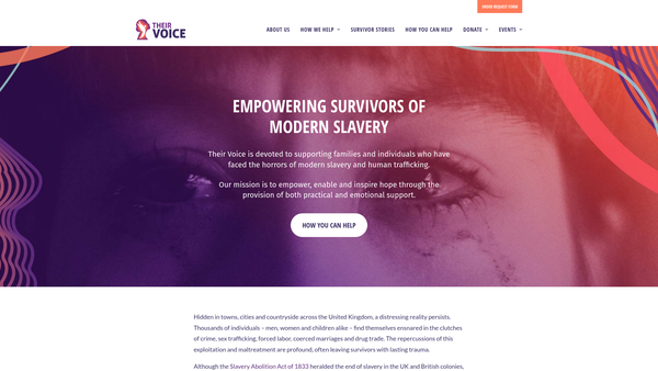 Screenshot of the Their Voice website
