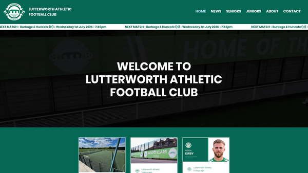 Screenshot of the Lutterworth Athletic Football Club website