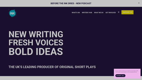 Screenshot of the Ink website