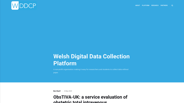 Screenshot of the Welsh Digital Data Collection Platform website