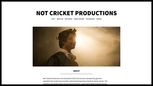 Screenshot of the Not Cricket Productions website