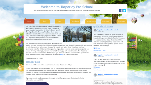 Screenshot of the Tarporley Done Room Pre-School website