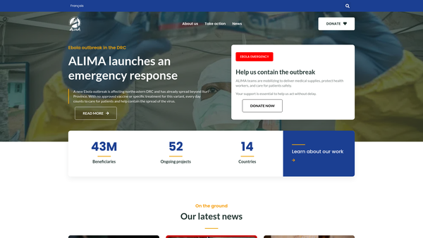 Screenshot of the The Alliance For International Medical Action UK website