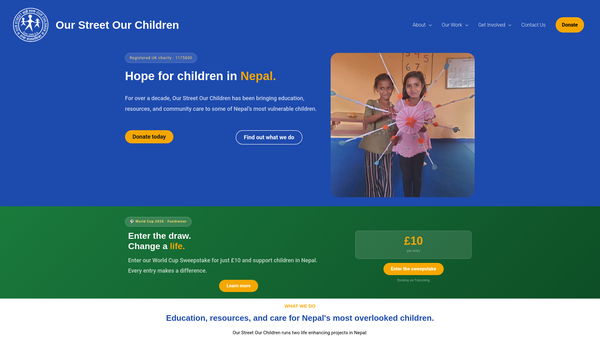Screenshot of the Our Street Our Children website