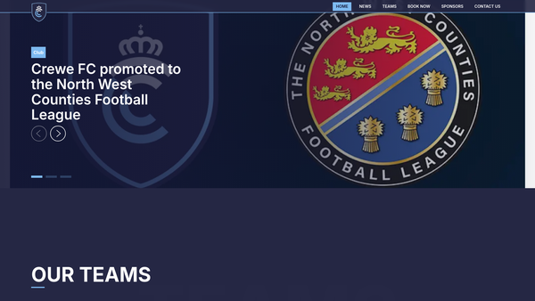 Screenshot of the Crewe FC website