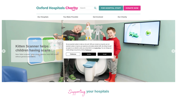 Screenshot of the Oxford Hospitals Charity website