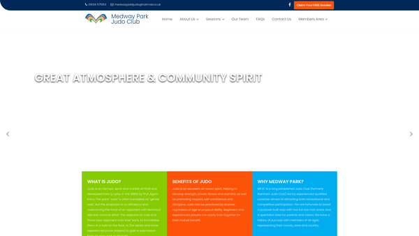 Screenshot of the Medway Park Judo Club website