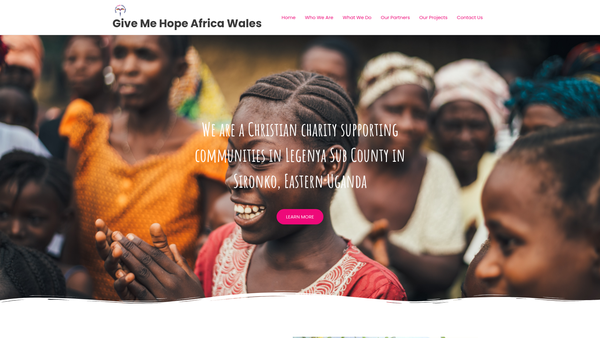 Screenshot of the Give ME Hope Africa Wales website