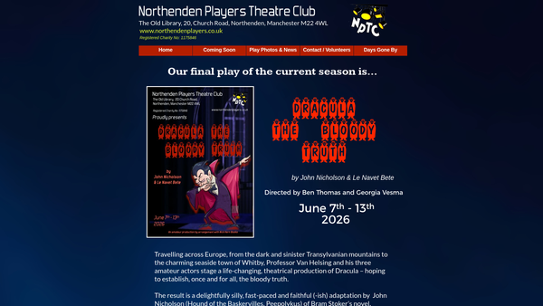 Screenshot of the Northenden Players Theatre Club website