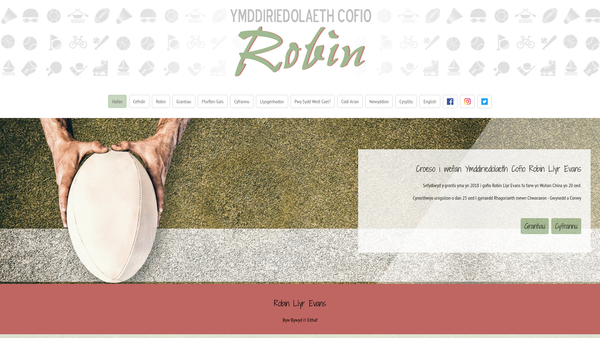 Screenshot of the Ymddiriedolaeth Cofio Robin Llyr Evans - Robin Llyr Evans Memorial Trust website