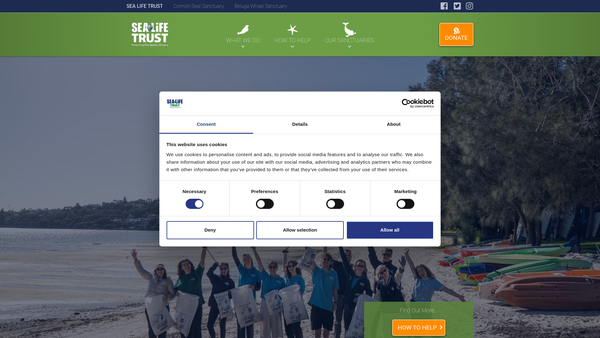 Screenshot of the Sea Life Trust Limited website