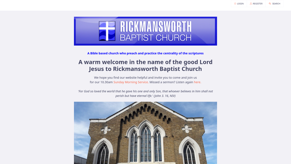Screenshot of the Rickmansworth Baptist Church website