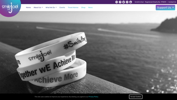 Screenshot of the Smile For Joel website