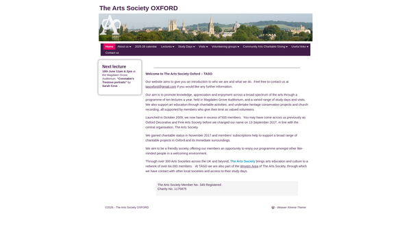 Screenshot of the The Arts Society Oxford website