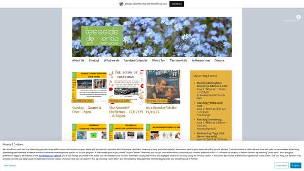 Screenshot of the Teesside Dementia Link Services website