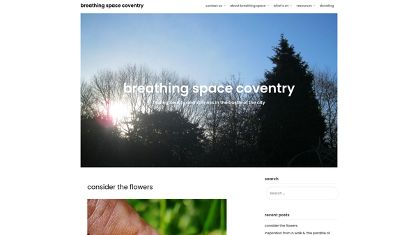 Screenshot of the Breathing Space, Coventry website